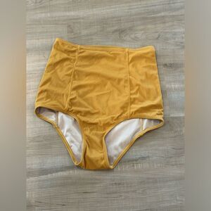 Kortni Jeane Mustard High-Waisted Swim Bottoms